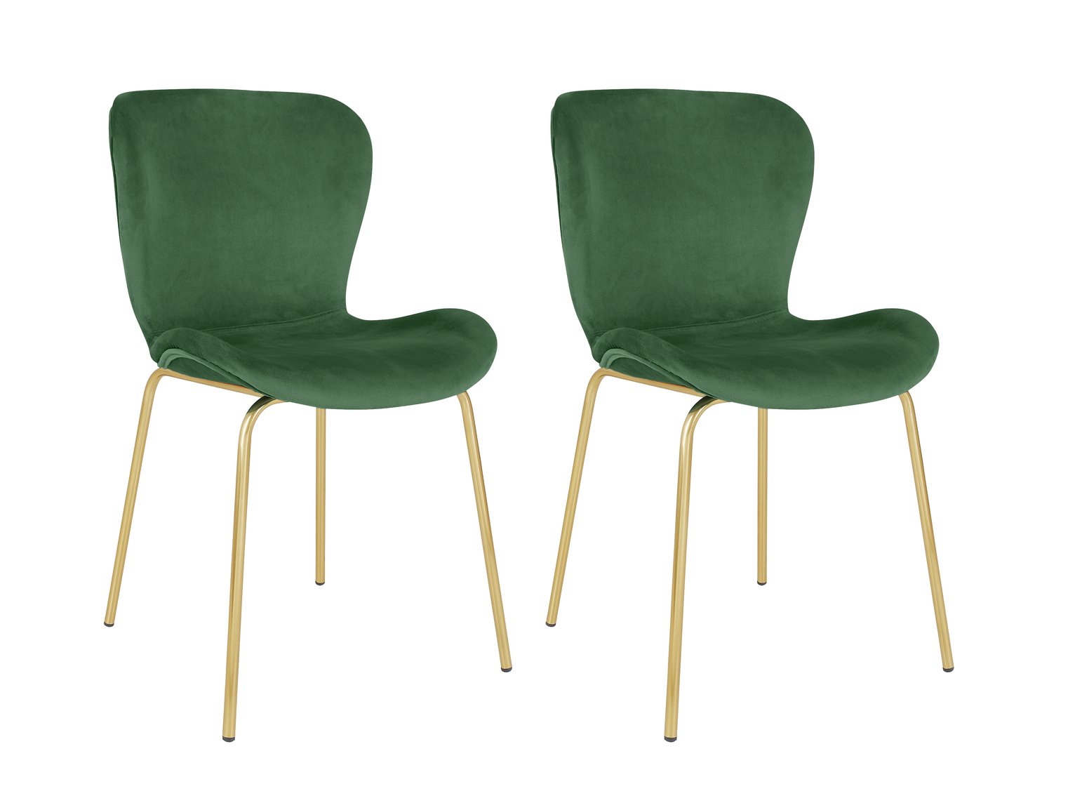 Habitat Etta Pair of Velvet Dining Chair - Green