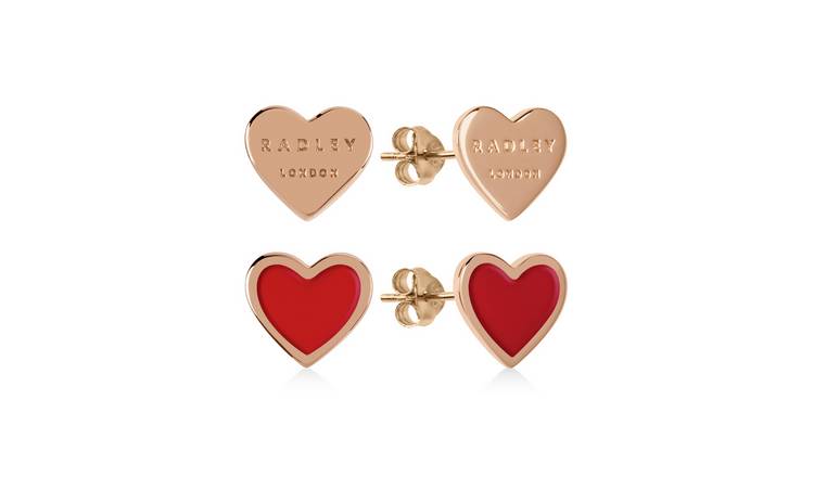 Radley Rose Gold Plated Red Enamel Heart Earring - Set of 2