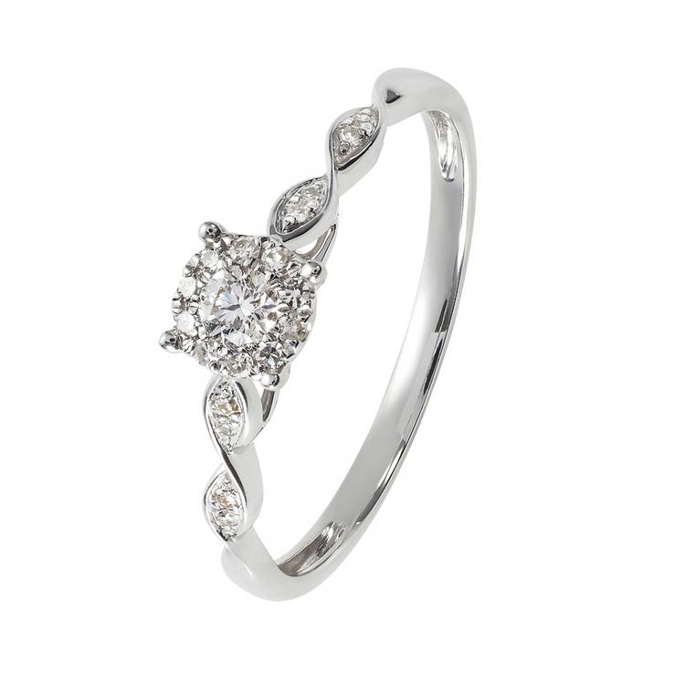 Revere 9ct Gold 0.15ct Diamond Twist Engagement Ring - Q 0