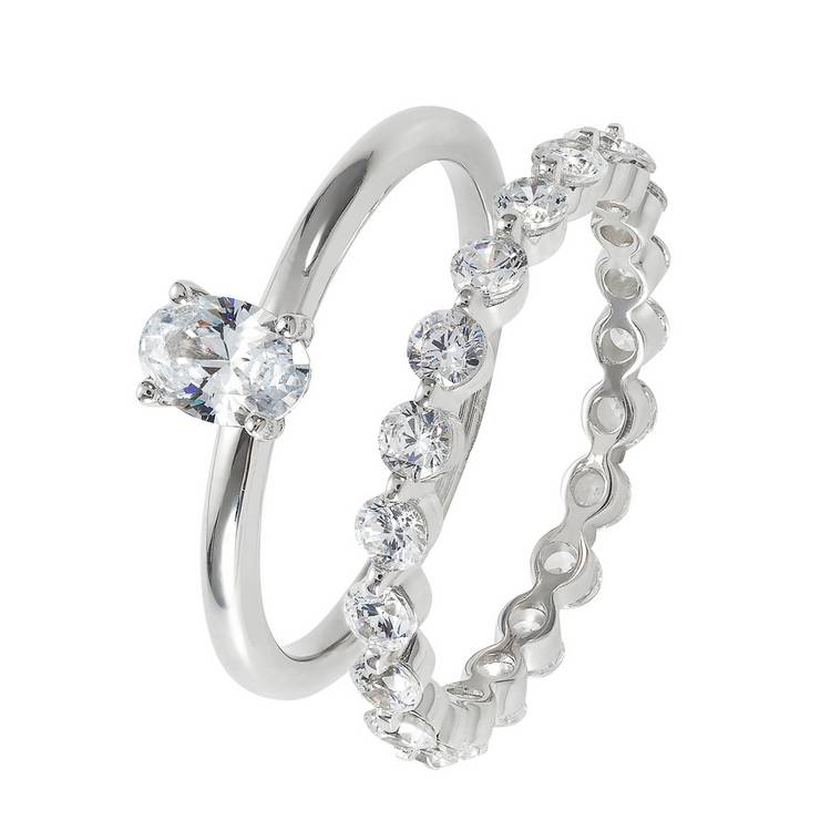 Revere Sterling Silver Cubic Zirconia Engagement Ring-T 0