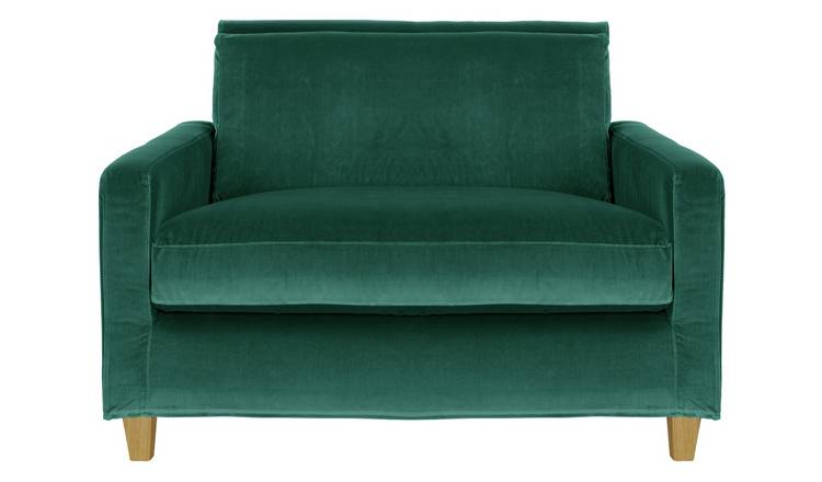 Buy Habitat Chester Velvet Cuddle Chair Light Feet Emerald Green