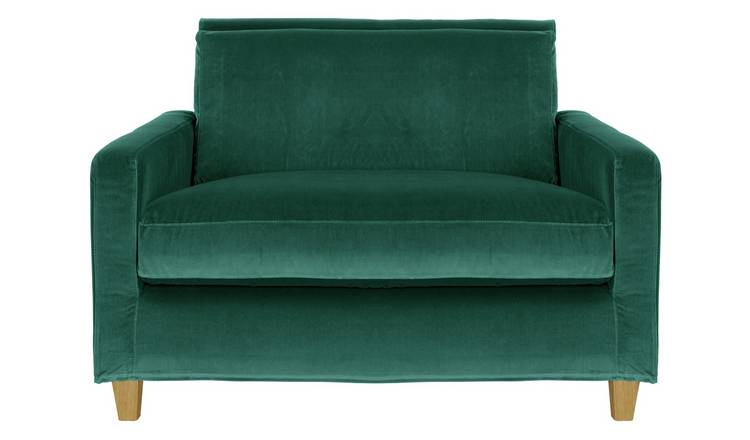 Habitat Chester Velvet Cuddle Chair - Emerald Green