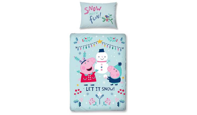 Peppa Pig Kids Snowman Christmas Bedding Set -Toddler