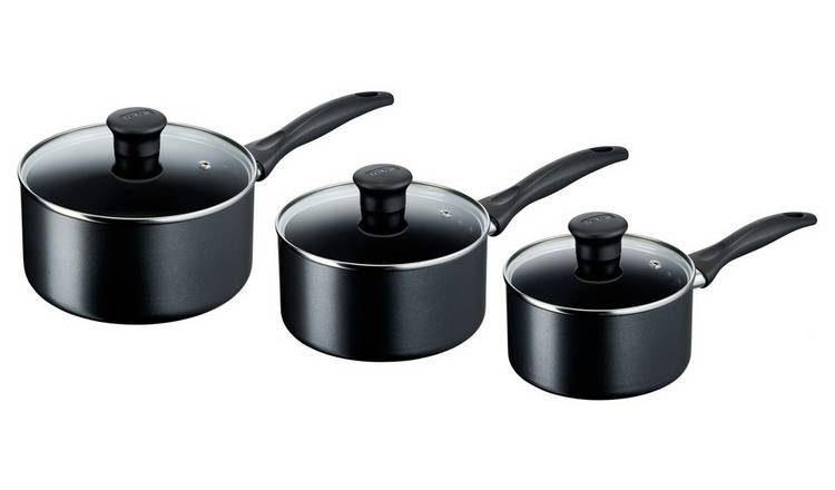 Tefal Essential 5 Piece Non Stick Aluminium Pan Set Black