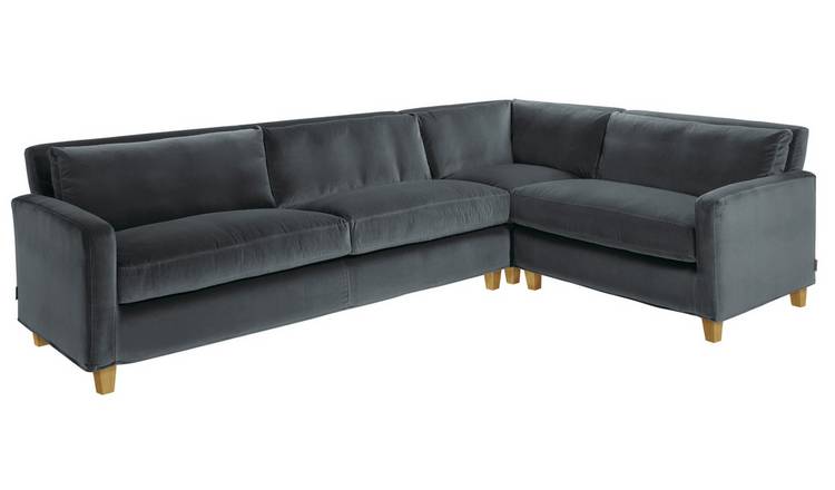 Buy Habitat Chester Left Corner Velvet Sofa - Dark Grey | Sofas | Argos