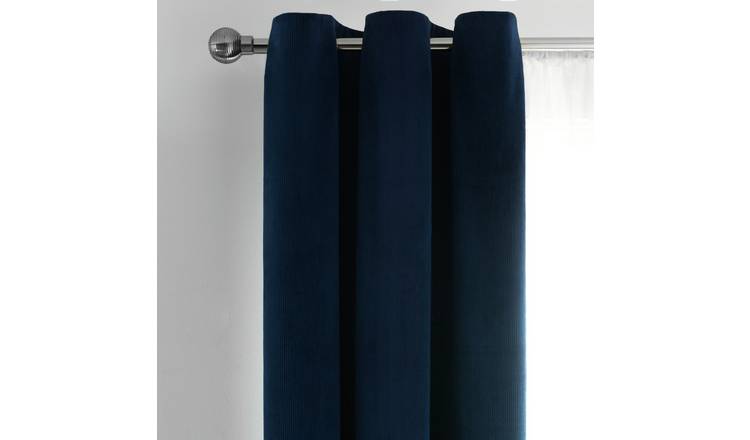 Habitat Cord Lined Eyelet Curtains - Navy Blue - 117x137cm