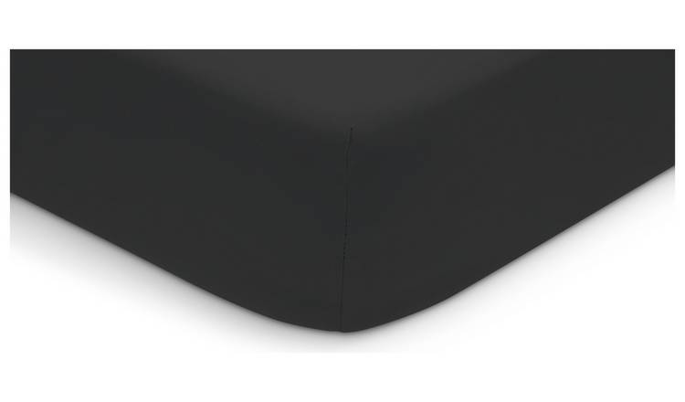 Habitat Washed Plain Charcoal Fitted Sheet - Kingsize