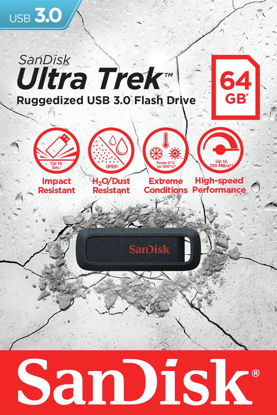 SanDisk Ultra Trek USB 3.0 Flash Drive - 64GB