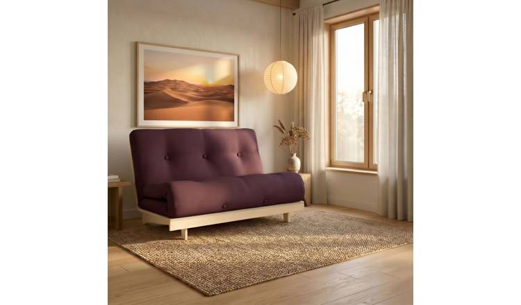 Kyoto Tosa Fabric Futon Sofa Bed - Aubergine