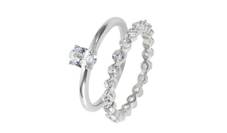 Revere Sterling Silver Cubic Zirconia Engagement Ring - V