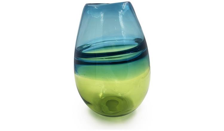 Habitat Ombre Glass Vase - Blue & Ochre