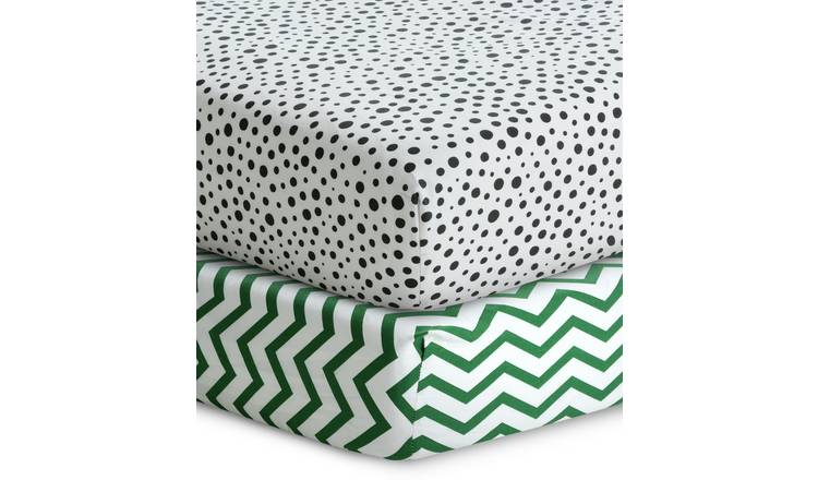 Habitat Zig Zags & Spots 2 Pack Fitted Sheets - Cot