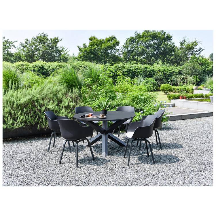 Habitat Aegaen 6 Seater Metal Patio Set - Grey 0