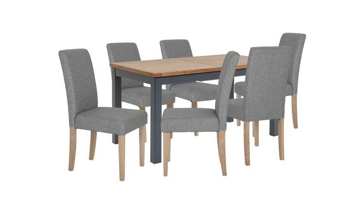 Argos Home Kent Wood Veneer Dining Table & 6 Grey Chairs