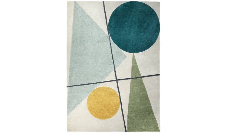 Buy Habitat Geometric Circle Wool Rug - Multi - 120x120cm