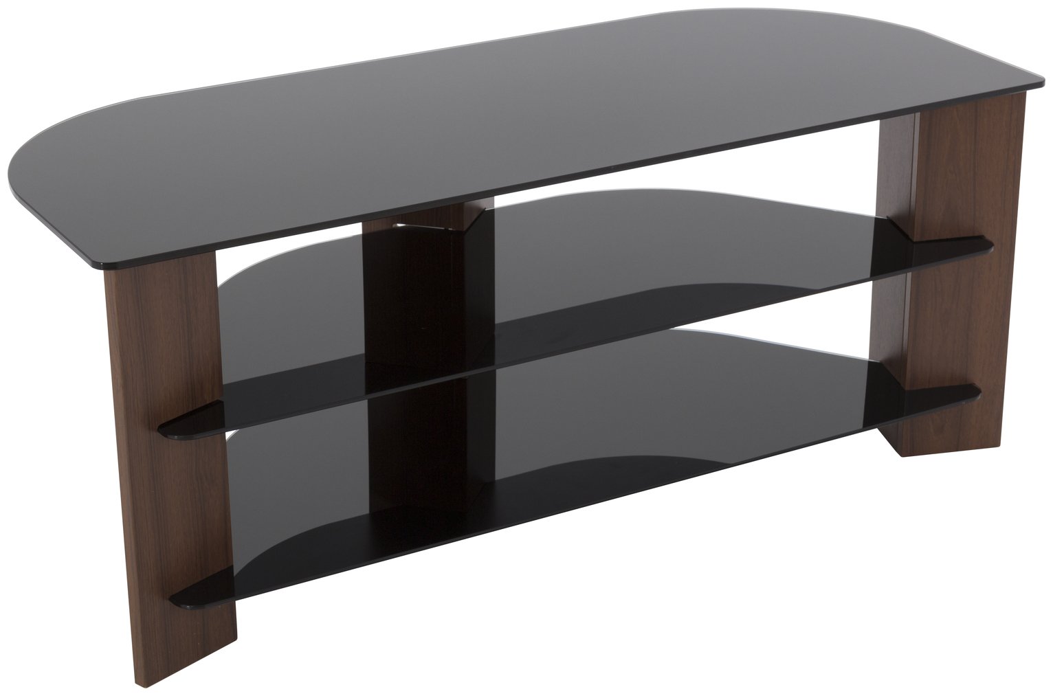 AVF Up To 55 Inch TV Stand - Black Glass and Walnut Effect