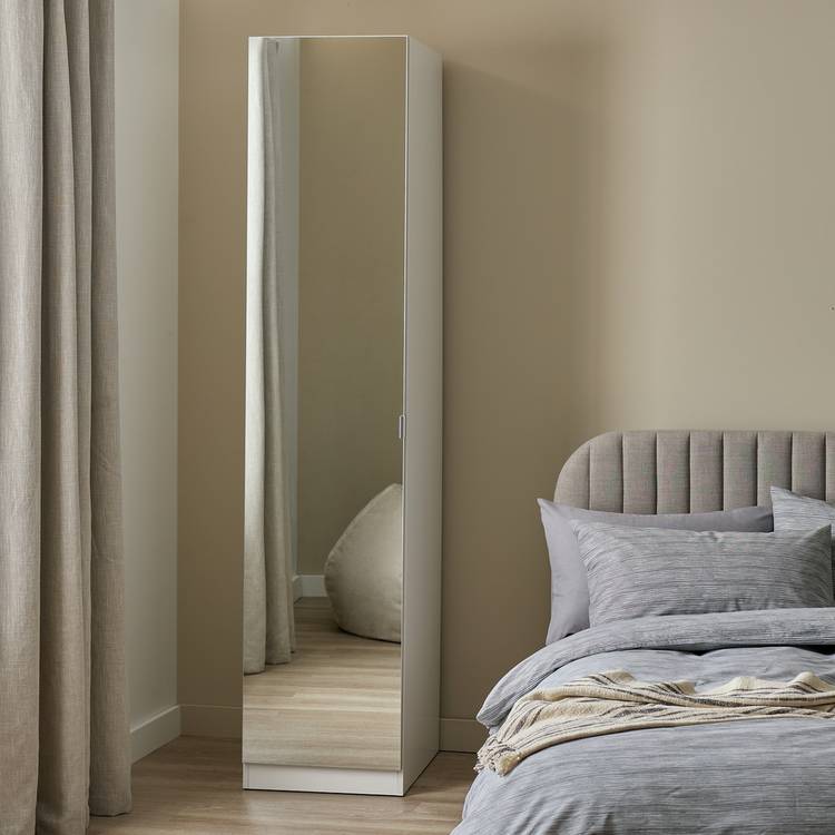 Habitat Munich 1 Door Mirror Wardrobe - White 0