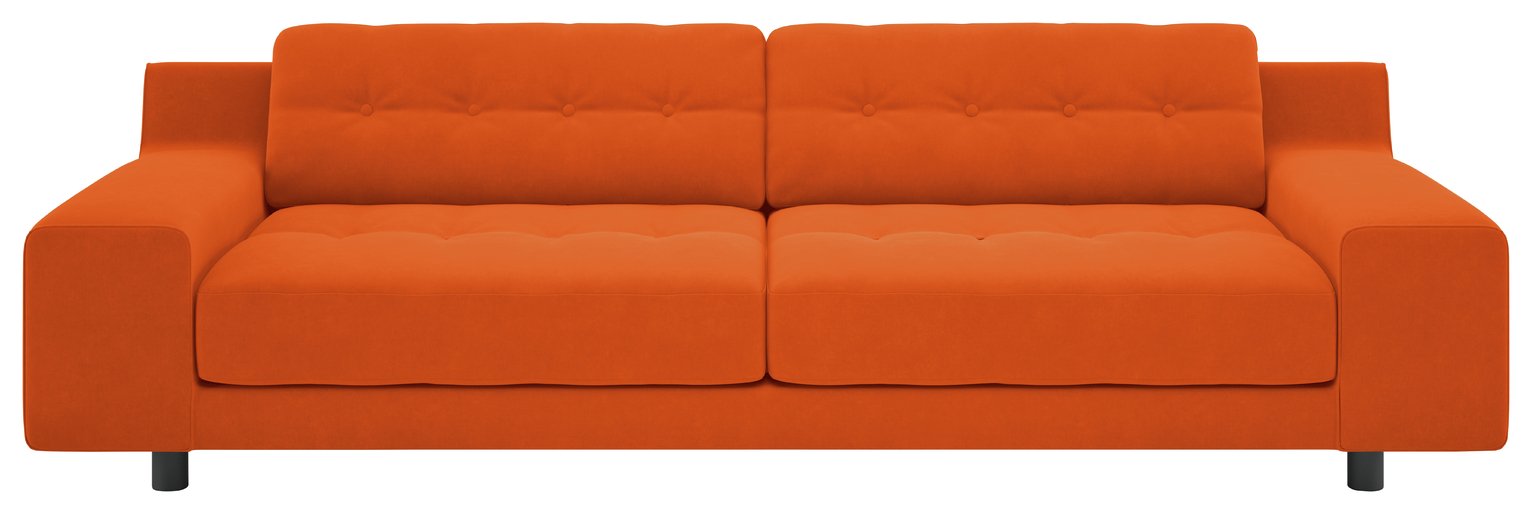 Habitat Hendricks Velvet 4 Seater Sofa - Orange