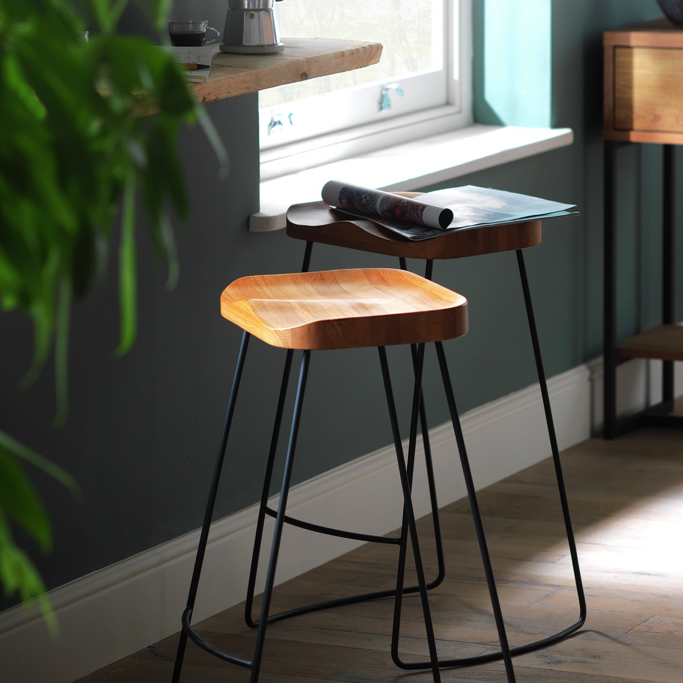 Habitat Arte Metal Bar Stool - Oak