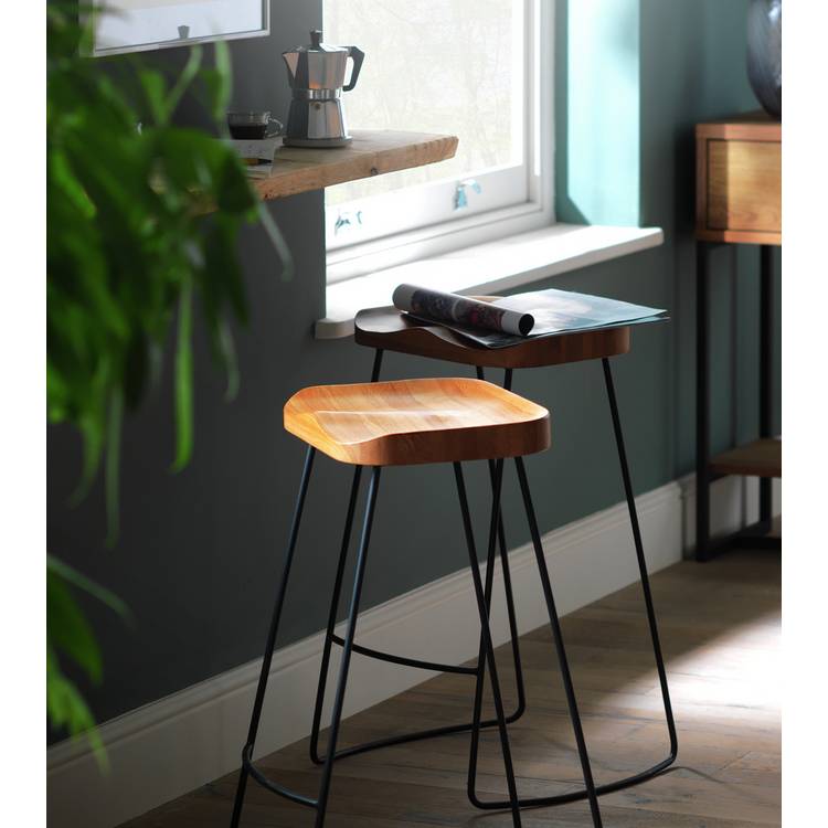 Habitat Arte Metal Bar Stool - Oak 0