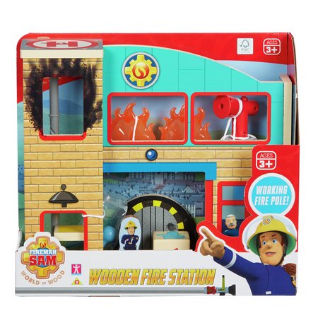 Fireman Sam Fire Station with Figures Wooden Playset