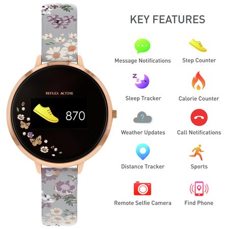 Reflex Active Series 3 Ladies Grey Leather Strap Smart Watch