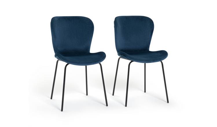 Buy Habitat Etta Pair Velvet Blue Metal Leg Chairs Argos