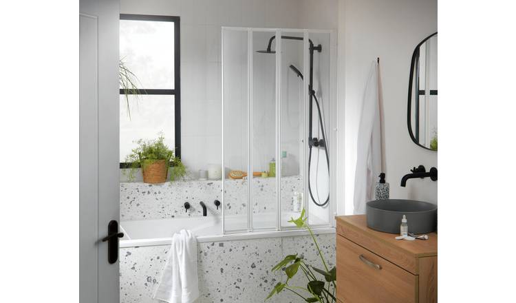 Buy Argos Home 3mm 4 Fold Bath Screen - White | Shower screens, enclosures  and trays | Argos