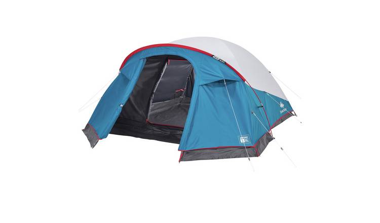 Decathlon 3 Man 1 Room Dome Camping Tent - White and Blue