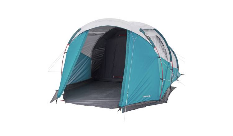 Decathlon 4 Man 2 Room Tunnel Camping Tent - Brown and Blue