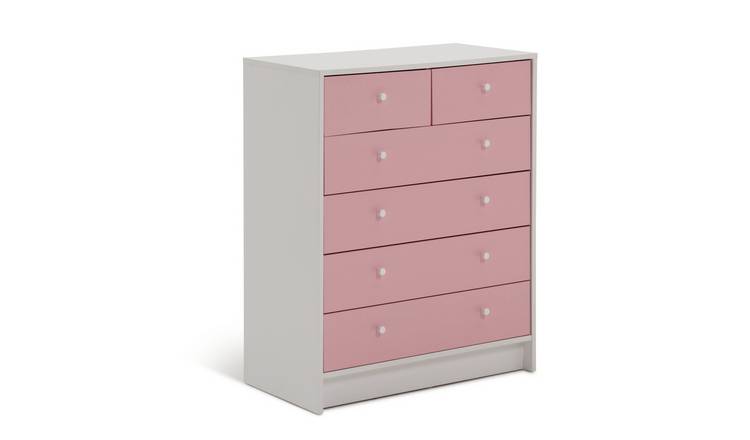Argos Home Kids Malibu 6 Drawer Chest - Pink & White