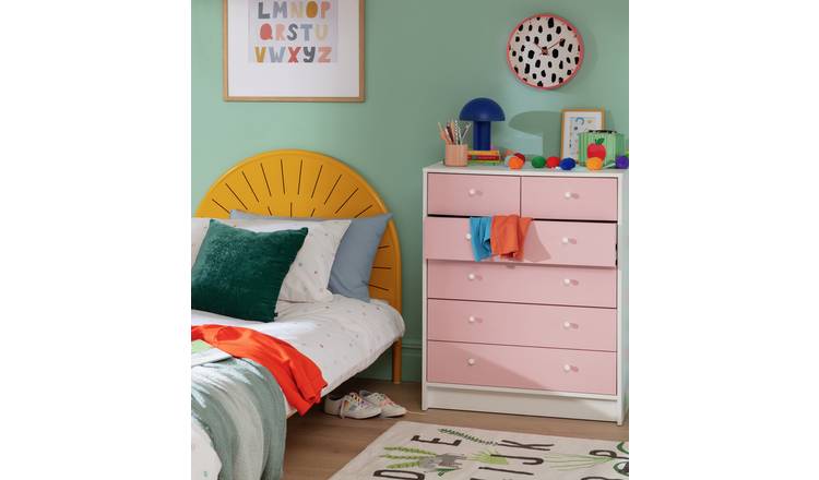 Argos Home Kids Malibu 6 Drawer Chest - Pink & White