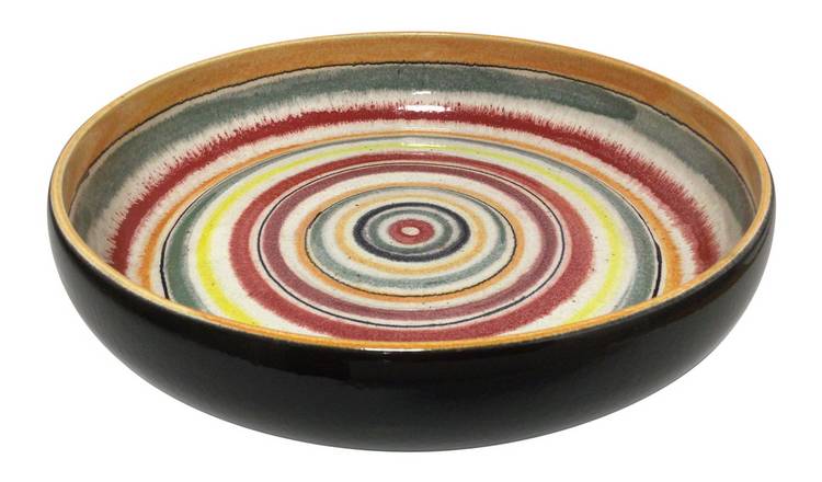 Habitat Wave Multi-Coloured Striped Ceramic Bowl