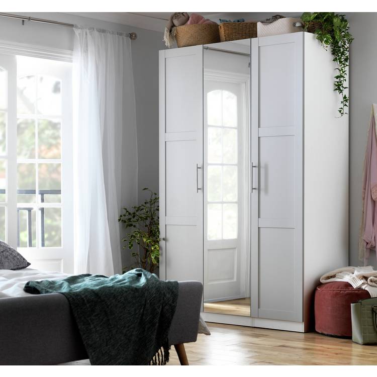 Habitat Munich Panelled 3 Door Mirror Wardrobe - Grey 0