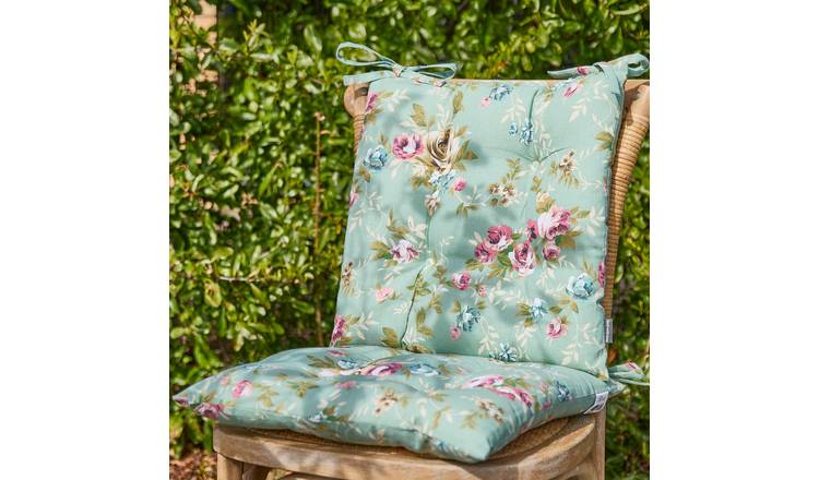 Dibor Set of 2 Floral Outdoor Garden Chair Cushion Seat Pads - Green