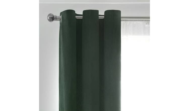 Habitat Cord striped Lined Eyelet Curtains - Forest Green