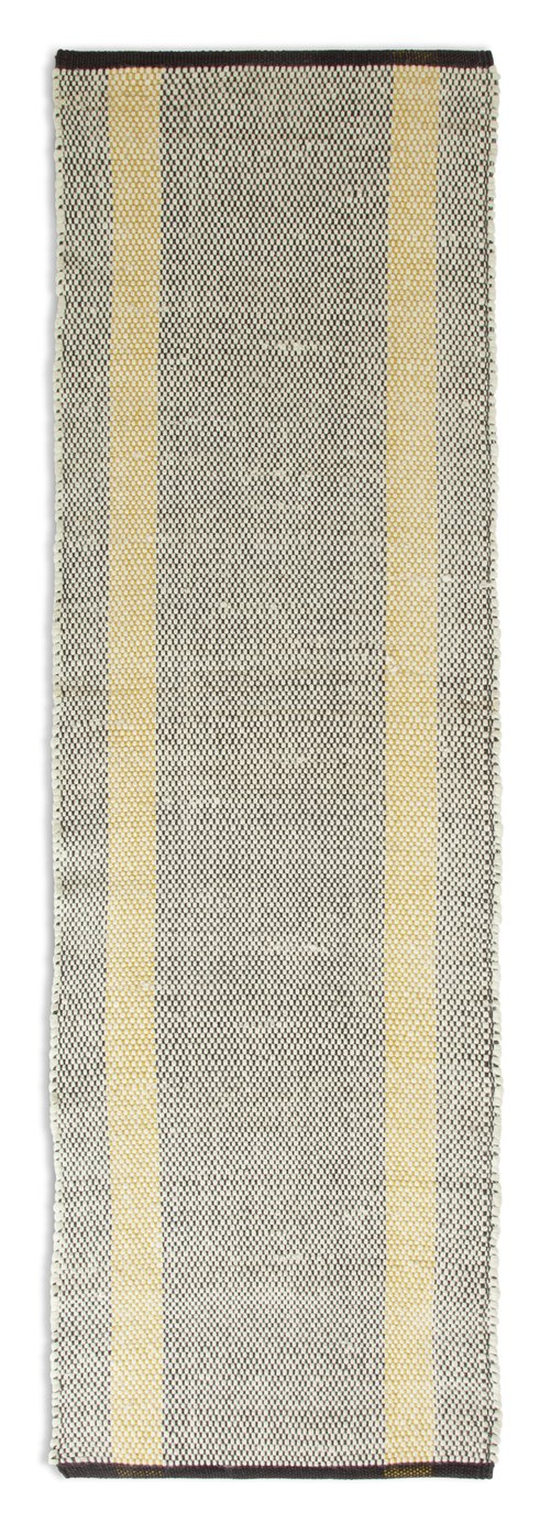 Habitat Striped Flatweave Wool Runner - Grey  - 75x250cm
