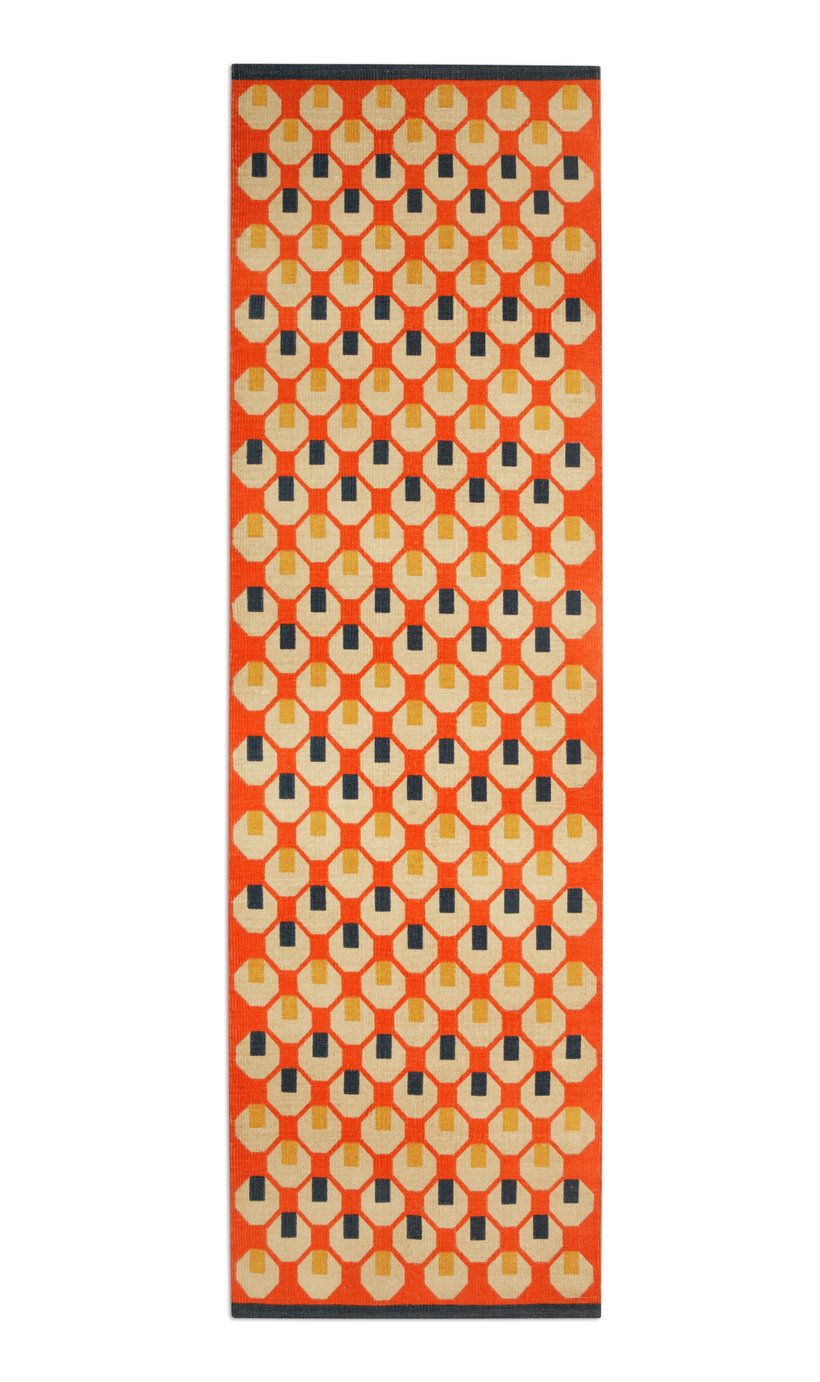 Habitat Octo Flatweave Cotton Runner - Orange - 75x250cm