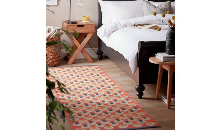 Habitat Octo Geometric Orange Cotton Flatweave Runner
