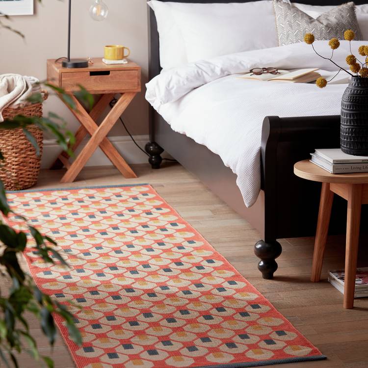Habitat Octo Geometric Orange Cotton Flatweave Runner 0