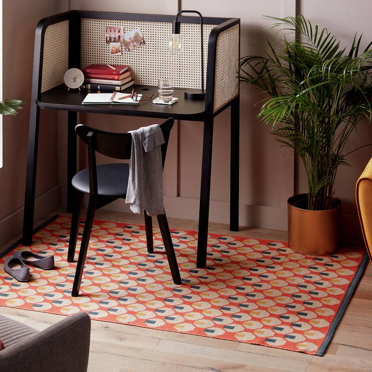 Habitat Octo Geometric Orange Cotton Flatweave Rug-180x120cm 0