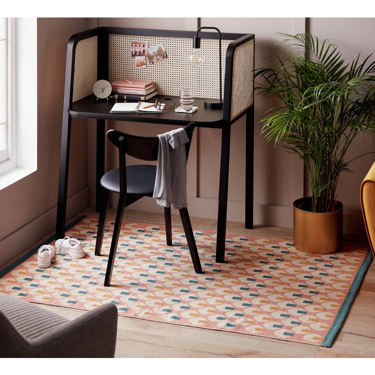 Habitat Octo Geometric Pink Cotton Flatweave Rug - 180x120cm 0