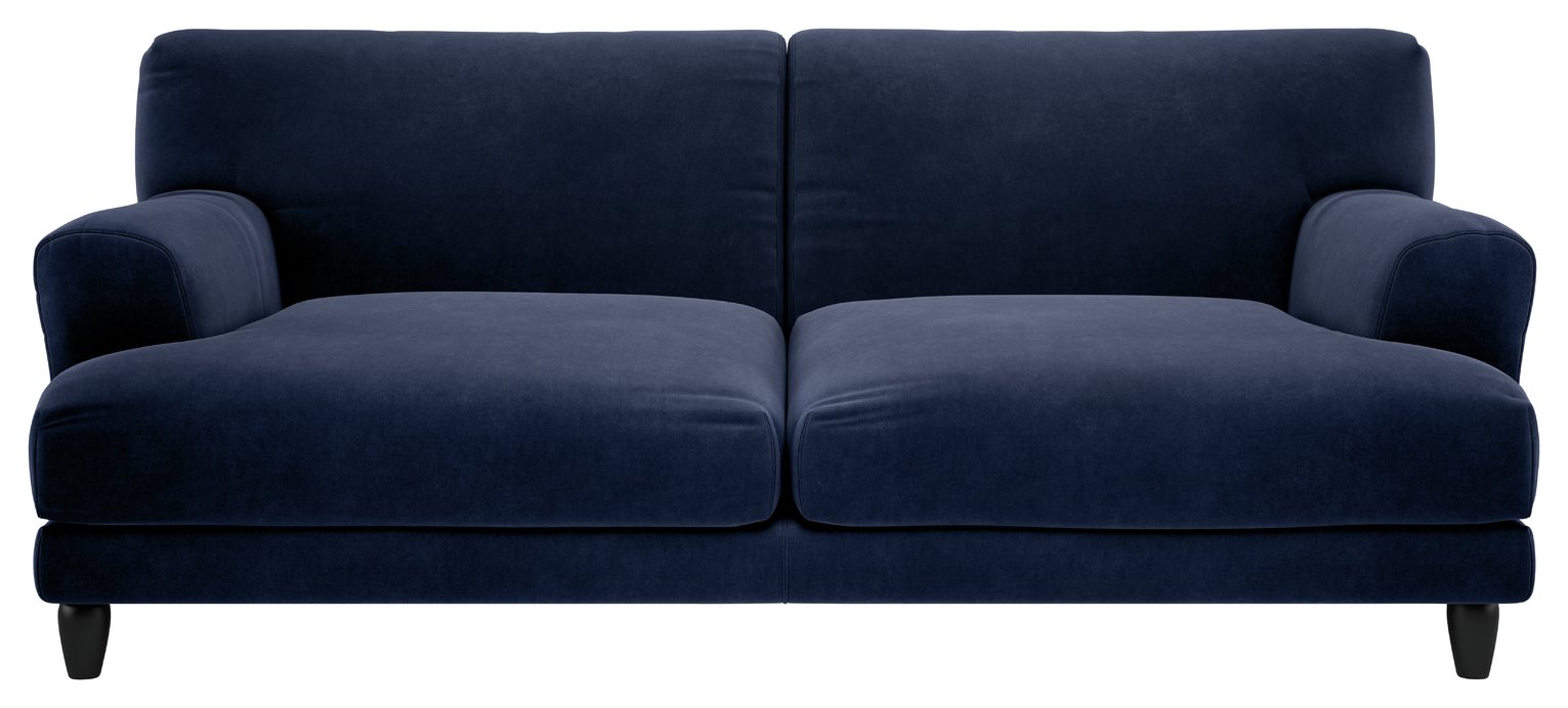 Habitat Askem Velvet 3 Seater Sofa - Navy Blue