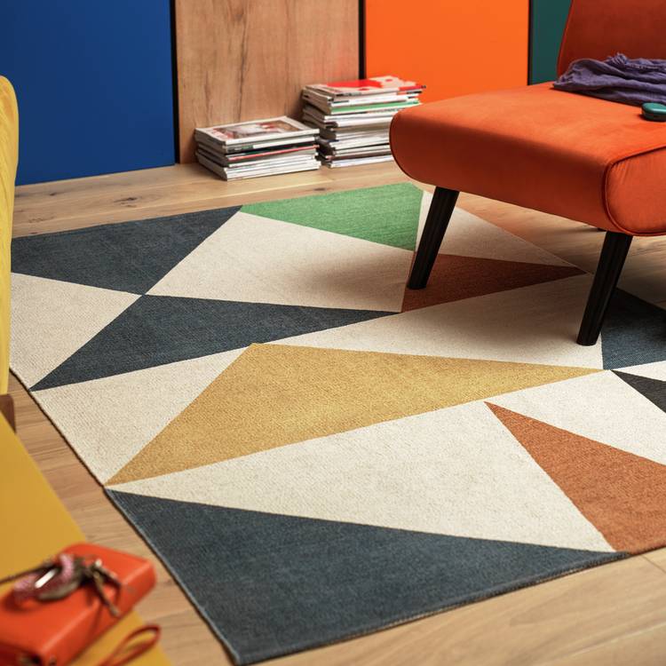 Habitat Tate Geometric Cotton Flatweave Rug - 200x140cm 0