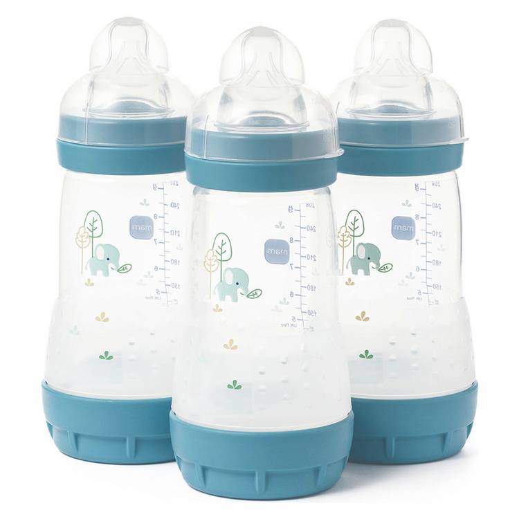 MAM Easy Start Anti-Colic 260ml Baby Bottle 3 Pack - Blue 0