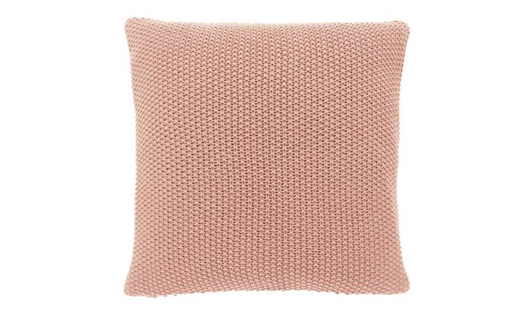 Habitat Paloma Knitted Cotton Cushion - Pink  45x45cm