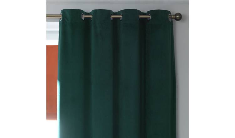 Habitat Matte Velvet Eyelet Curtains - Emerald - 116x137cm