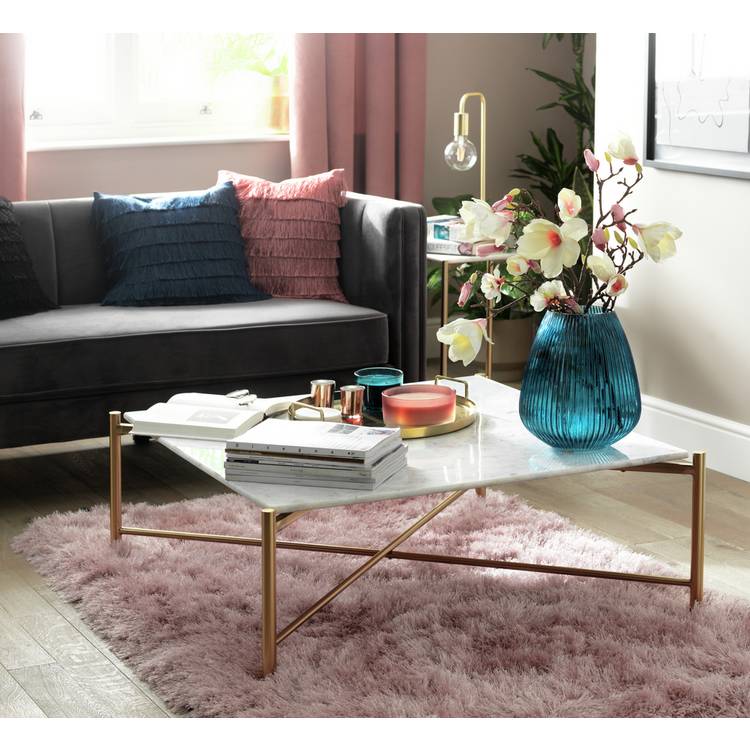 Habitat Elba Solid Marble Coffee Table - Brass 0