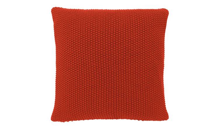 Habitat Paloma Knitted Cotton Cushion - Orange - 45x45cm