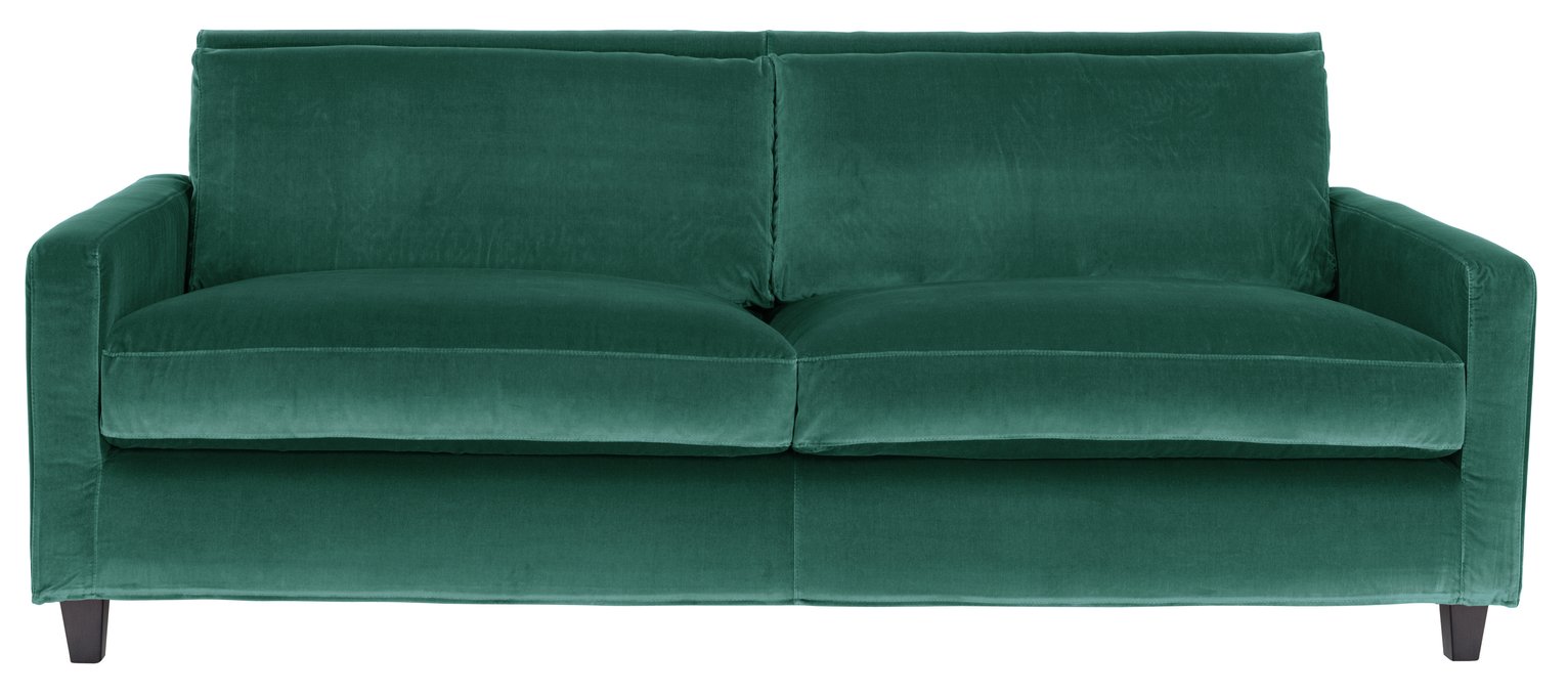 Habitat Chester 3 Seater Velvet Sofa - Emerald Green